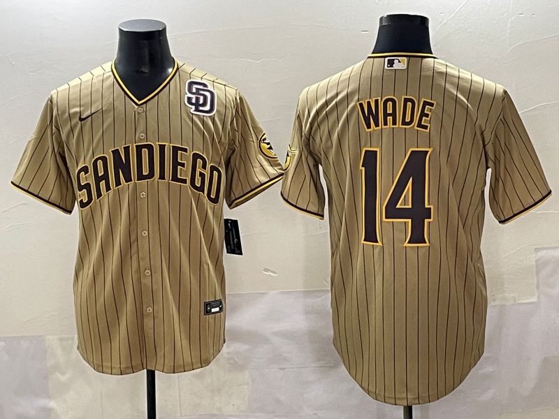 Men 2025 San Diego Padres 14 Wade Brown Stripe Game Nike MLB Jersey style 9